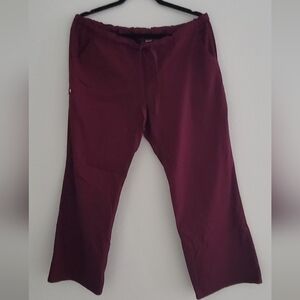 Womens Wine Petite large scrub pants